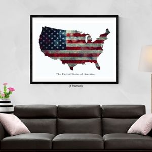 American Flag Poster USA Wall Art Print (24x18)